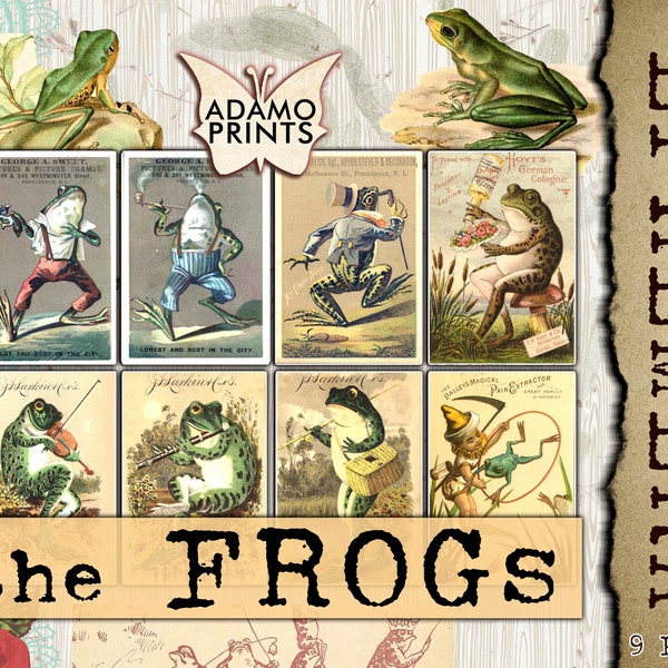 The Frogs, Animal Digital, Trade Card, ATC, Woodland, Digital Images, Ephemera Classic, Scrapbook Animal, Vintage Art, Embellishment