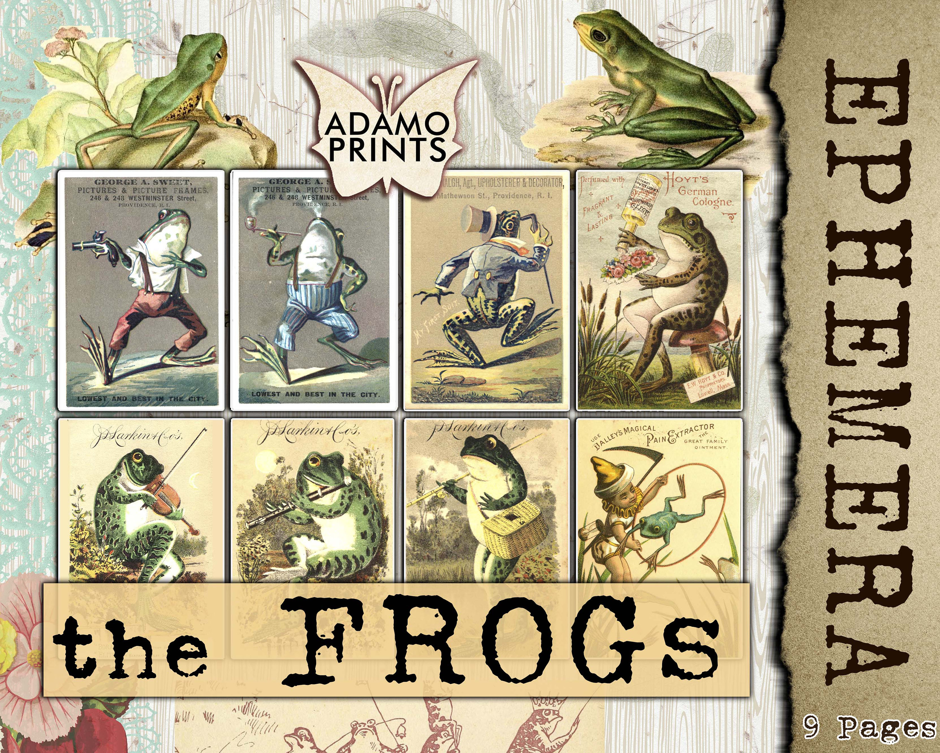 The Frogs, Animal Digital, Trade Card, ATC, Woodland, Digital