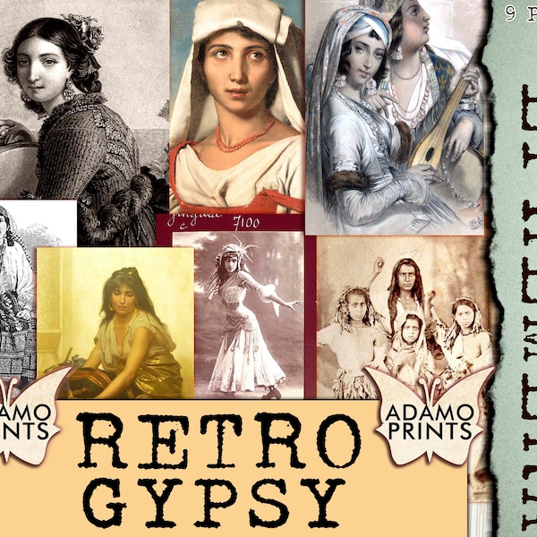 Retro Gypsy, Digital Images, Bohemian, Photos, Vintage Art, Romania, Digital Ephemera, Boho, Women Digital, Digital Collage, Junk Journal