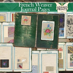 Book of Master Franse weverjournaalpagina's, bloementextieljournaalkit, bloem digitaal, collagevellen, kortstondige, afdrukbare plakboekbloem