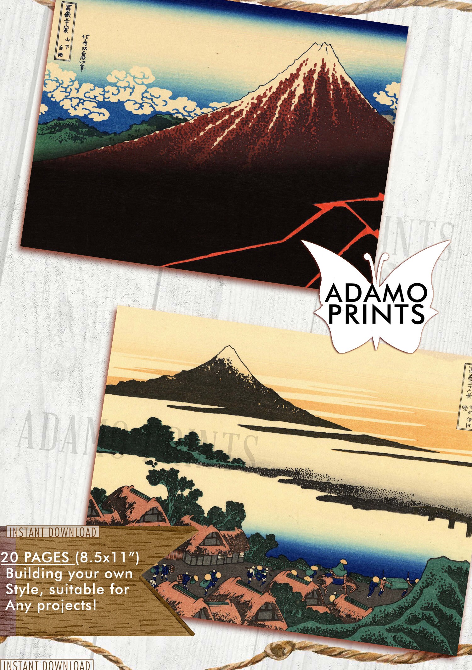 Vintage Japanese Mount Fuji, Journal Kit, Japanese Journal