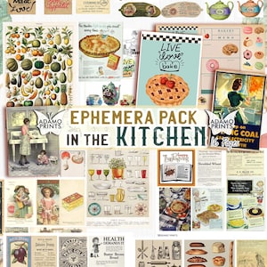 In the Kitchen Ephemera Pack, Food Ephemera, Printable Images, Vintage Image, Digital Collage, Printable Vintage, Scrapbooking Cooking