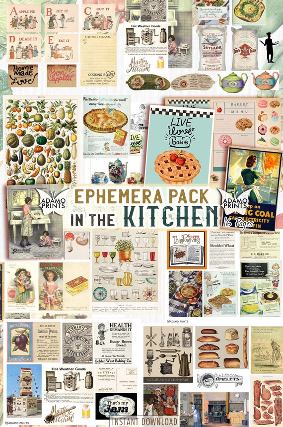 Retro Kitchen Printable Ephemera / Cooking Food Chef Recipe -  Canada