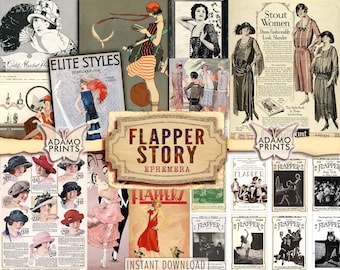 Flapper Story, Vintage Photo, Ephemera Classics, Digital Image, Junk Journal, Fashion, Scrapbook Women Digital, Magazine, Advertising