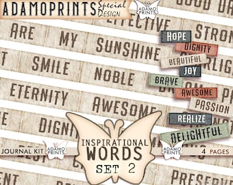 Inspiration Words Set2, Junk Journaling Words, Digital Inspiration Quote, Junk Journal, Definition, Mixed Media, Printable Words, Ephemera