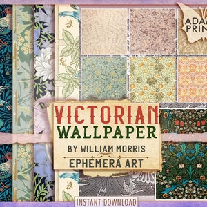 Victorian Wallpaper By William Morris, Digital, Classic, Printable Images, Vintage Art, Scrapbook Ephemera, Ephemera Classics, Book Pages