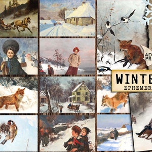 Winter, Digital Art, Ice Skates Digital, Victorian Art, Classic Art, Vintage Art, Painting, Digital Images, Scrapbook Winter, ATC