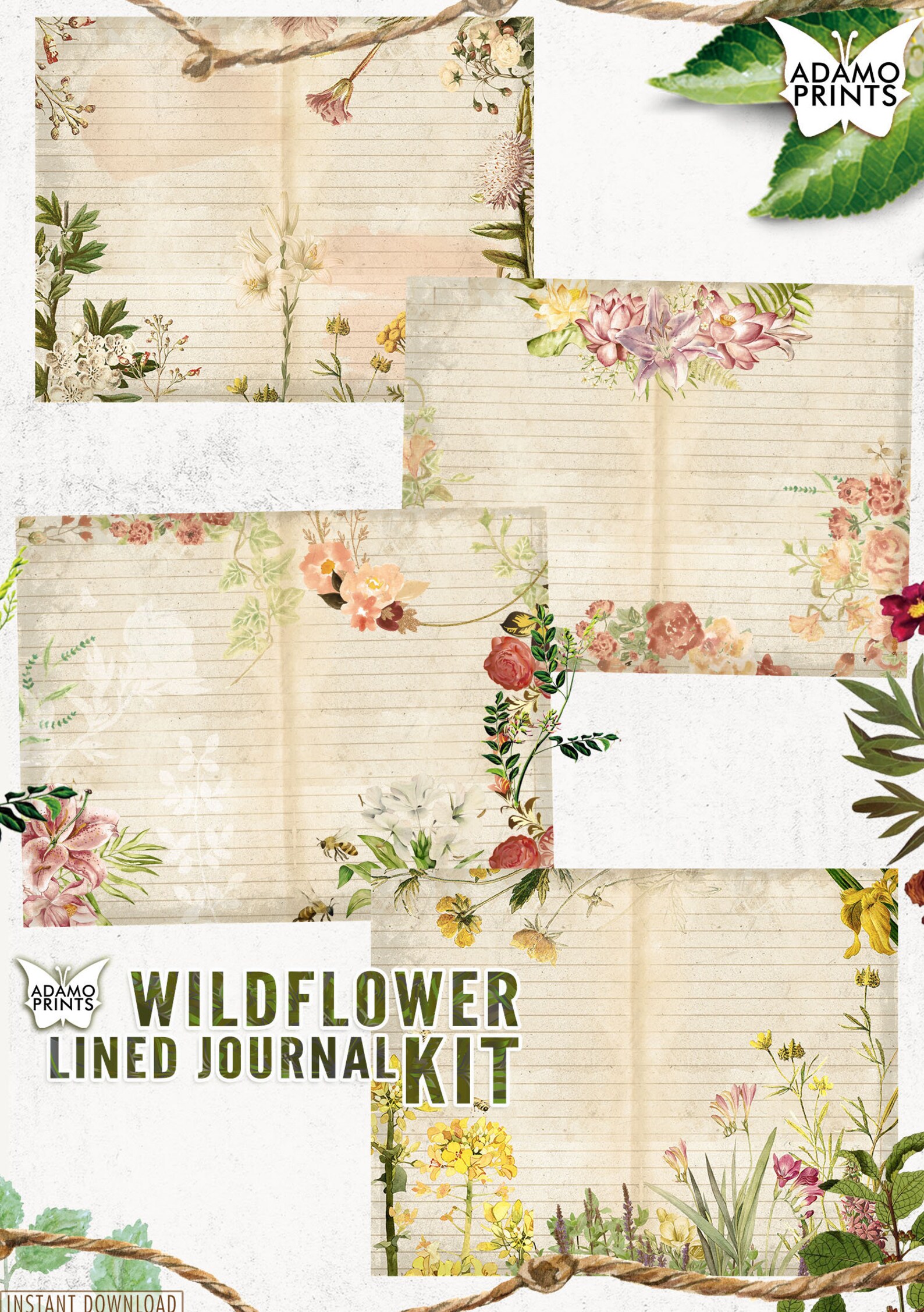 Wild Press Wildflower Hare Lined Journal main image 0