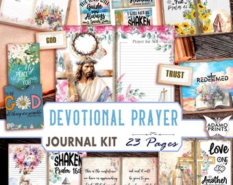 Devotional Prayer Journal Kit God Faith Journal Jesus Collage Sheets Ephemera Christian Printable Scrapbook Scripture Christian Paper Print