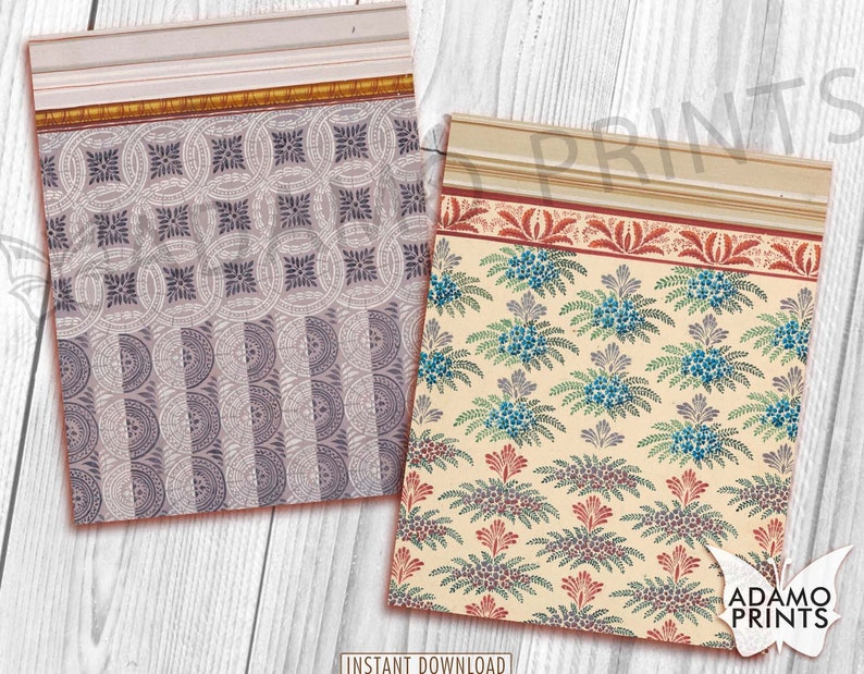 Antique Wallcoverings Pattern Set2, Paper for Journal Kit, Antique ...