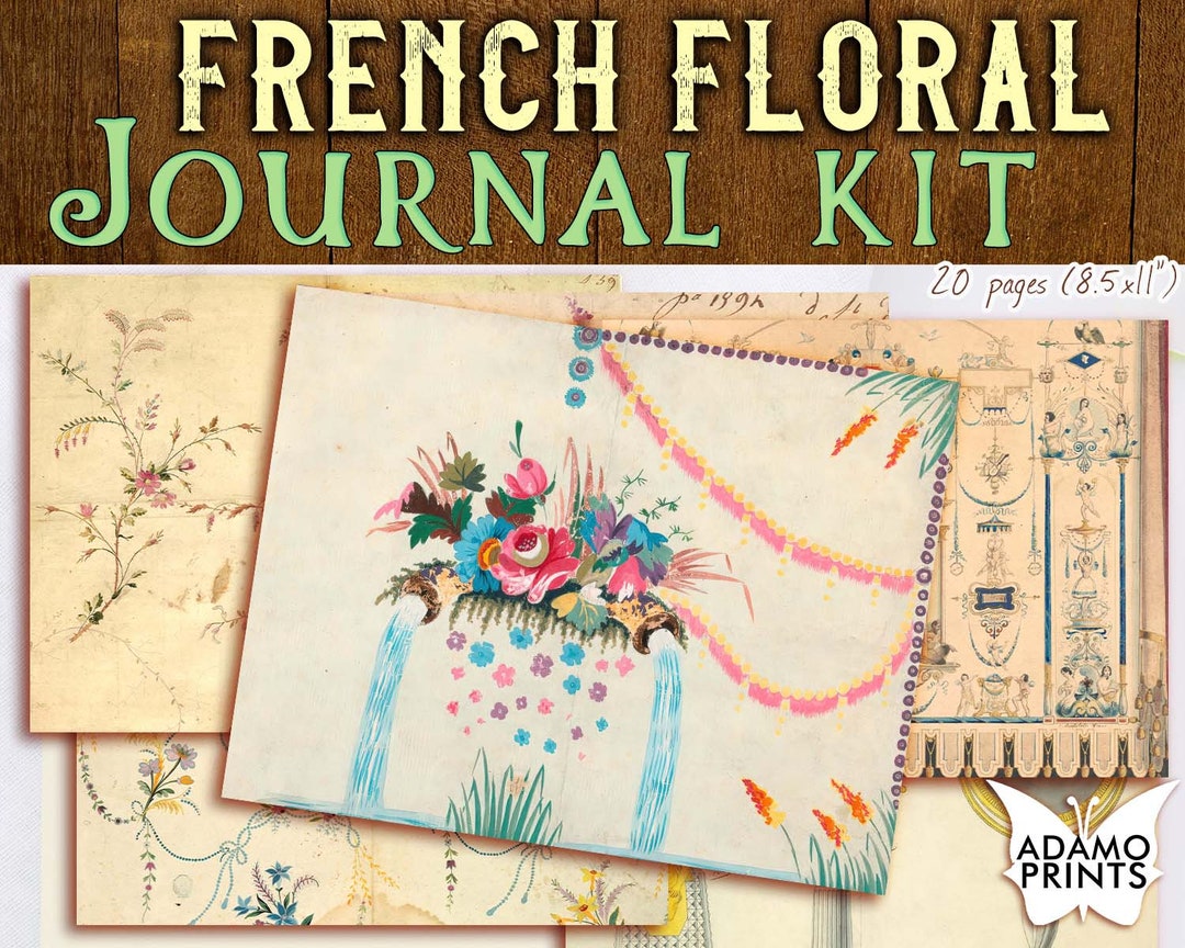 French Floral Journal Kit, Junk Journaling Kit, Journal Pages, Collage ...