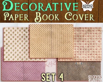 Decorative Paper Book Cover Set4, Grunge, Junk Journal Kit, Vintage Cover, Ephemera, Collage, Digital Image, Embellish Digital, Paper Pack