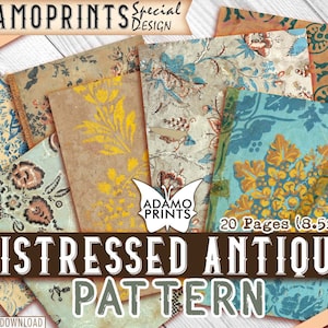 Verontrust antiek patroon, Junk Journaling Kit, Papier voor Journal Kit, Paper Pack, Wallpaper Digital, Digitaal Papier, Afdrukbare achtergrond
