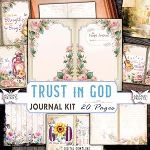 Vertrauen in Gott Junk Journal Kit Glaube Gebet Journal Jesus Collage Sheets Ephemera Christian Printable Scrapbook Gott Christian Papierdruck