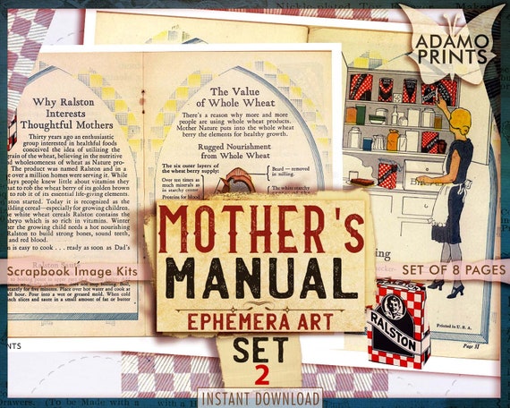 Mother's Manual Set2, Ephemera Book, Aged Book, Vintage Image, Digital  Collage, Printable Vintage, Printable Image, Scrapbooking Cooking 