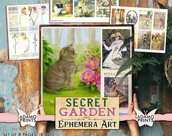 Secret Garden, Ephemera Classics, Garden Digital, Digital Images, Vintage Art, Digital Collage, Scrapbook Flower, Plants, Botanical