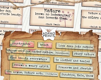 Nature Journal Words, Junk Journal Word, Digital Inspiration Quote, Junk Journal, Phrases, Definition, Mixed Media, Printable, Ephemera Word