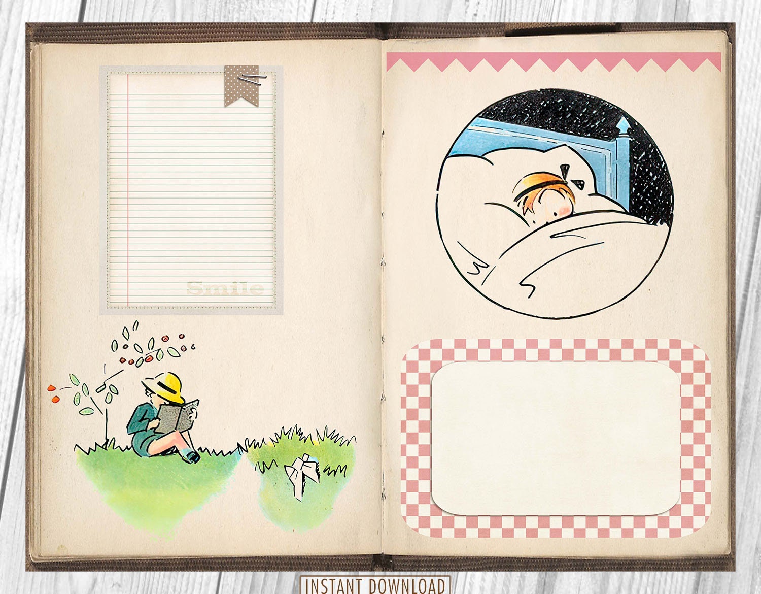 French Children Book, Children Junk Journal Kit, Journal Page