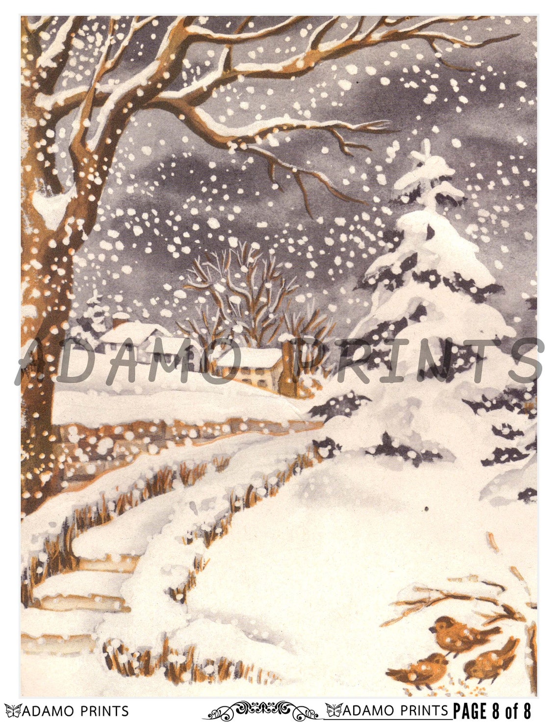 Vintage Winter Scenery Digital Art Ephemera Classic Vintage Etsy