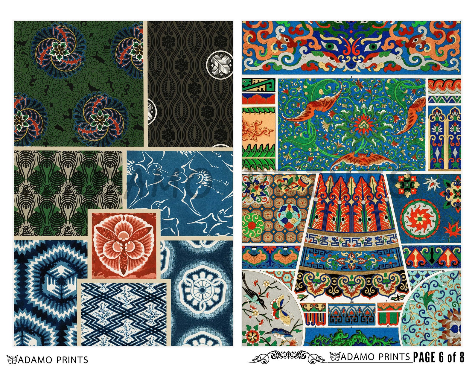 Antique Asian Pattern Antique Wallpaper Digital Ephemera - Etsy