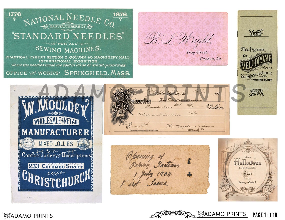 Vintage Ephemera Script, Old Letter, Postcards, Ticket, Ephemera ...