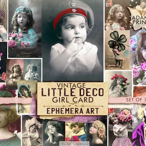 Vintage Little Deco Girl Card, Digital Images, Photo, Vintage Art, Ephemera, Printable Images, ATC, Scrapbook, Digital Collage, Junk Journal