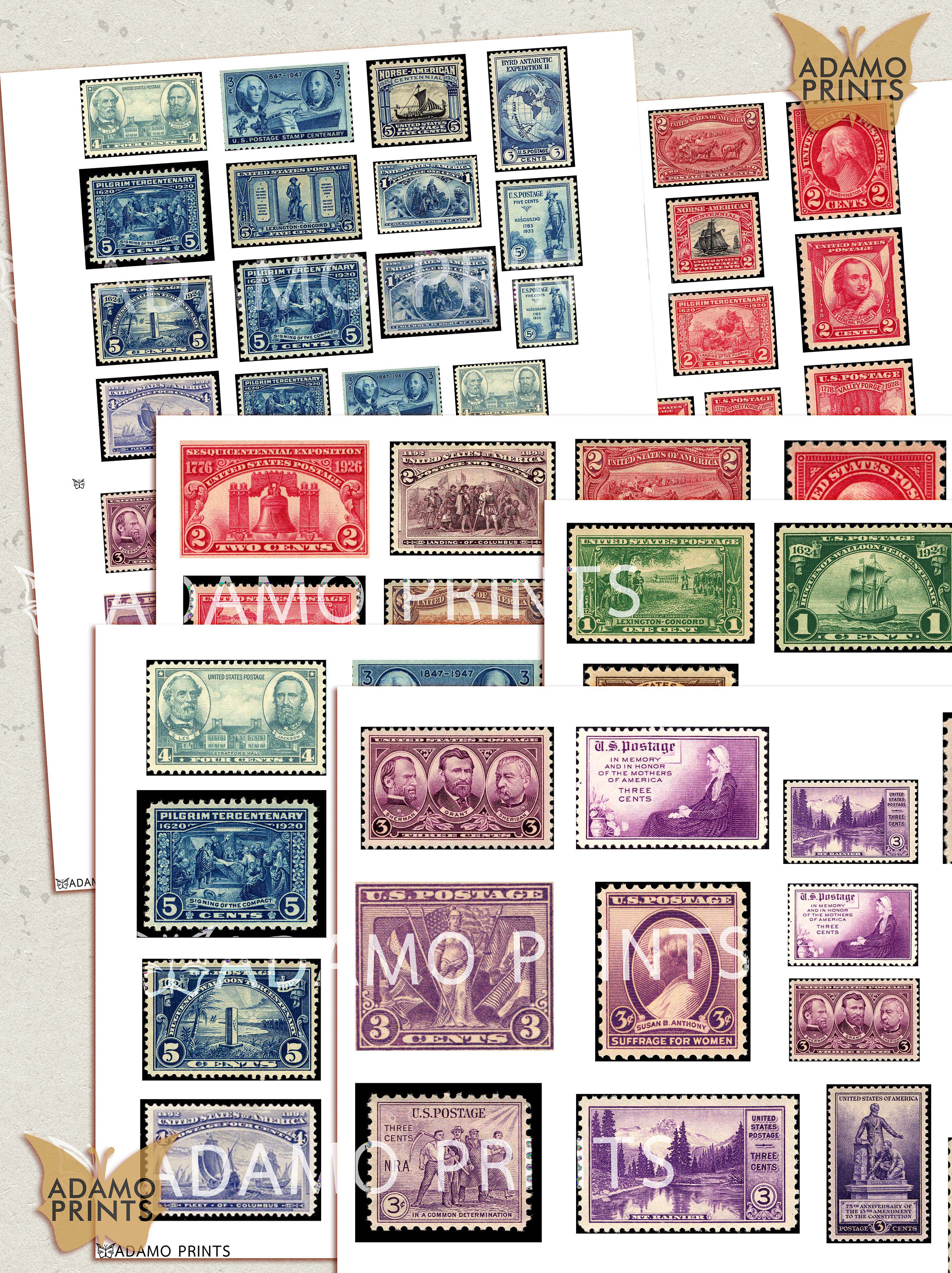 Forever Classic Stamps, Faux Stamp, Ephemera Kit, Digital Stamps, Junk ...