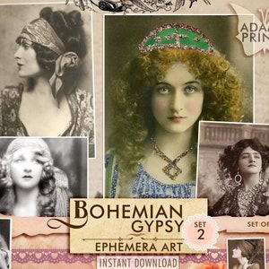 Boho Gypsy Set2, Imágenes Digitales, Boho, Fotos, Vintage, Clásico, Efímera Digital, Bohemia, Arte Vintage, Collage Digital, Diario Basura