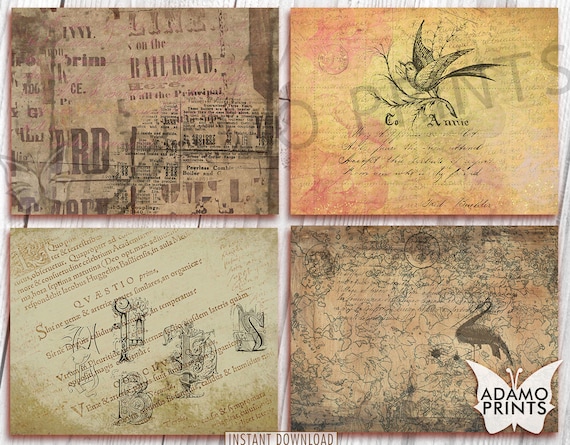 Vintage Postcard Digital Paper, Journal Paper, Background