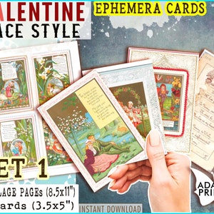 Lace Valentinstag Karten Set1, Valentinstag digitale, druckbare Postkarten, ATC, Ephemera Classic, digitale Bilder, digitale Collage, Vintage Kunst, Liebe