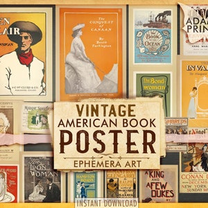 Vintage amerikanisches Buch Poster, Vintage Bilder, digitale Collage, alte Anzeigen, Shabby, druckbares Bild, antike Werbung, Scrapbook Kit