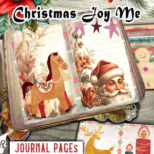 Strony dziennika Christmas JOY Me, zestaw Junk Journal, zestaw świąteczny, cyfrowe papiery świąteczne, dziennik świąteczny, cyfrowe Boże Narodzenie, efemerydy