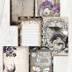 Mystical Dragon Journal Kit, Blank & Lined Page, Magic, Collage Sheets ...