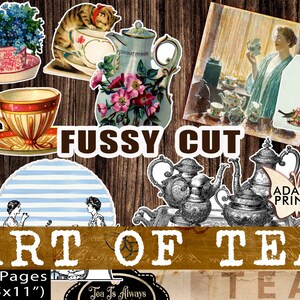 Art of Tea Fussy Cut, Junk Journal Kit, Journal Supplies, Party, Dessert, Roses, Tea Time, Scrapbook, Embellishment, Digital Image, Ephemera