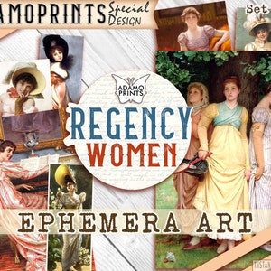 Femmes Regency, Jane Austen, Regency Digital, mode vintage, collage numérique, art éphémère, art vintage, peintures, Junk Journal, téléchargement