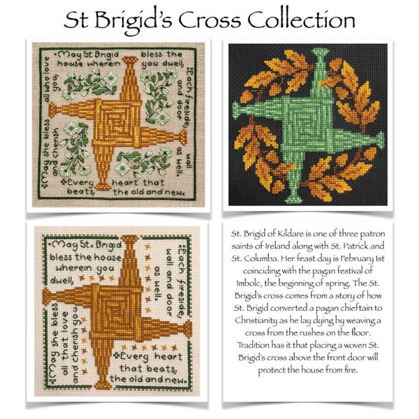 St Brigid's Cross Collection - Cross Stitch Pattern, Digital Download, PDF Pattern, Includes Bonus Chart, Claddagh Cross Stitch