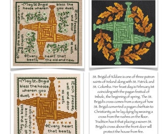 Colección de la Cruz de Santa Brígida: Patrón de punto de cruz, descarga digital, patrón en PDF, incluye gráfico adicional, punto de cruz Claddagh