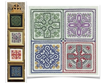 PDF Celtic Crosses Opus 1 Blackwork Cross Stitch Pattern - Claddagh Cross Stitch Company - Designer David Jackson