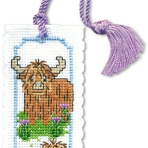 Highland Cow Bookmark Cross Stitch Kit Made in Scotland, Cute Hieland Coo, Textile Heritage