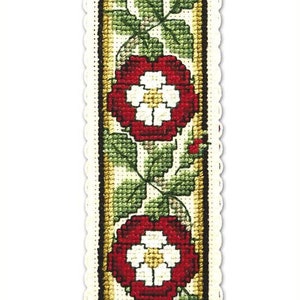 Heraldic Rose Tudor Bookmark Cross Stitch Kit, Textile Heritage, Made in Scotland