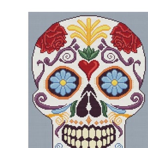 Sugar Skull Filigree Halloween Cross Stitch Pattern Dia de los Muertos