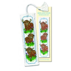 Highland Cow Bookmark Cross Stitch Kit, Cowboy Gift, Cowgirl Gift, Scotland, Cute Hieland Coo, Textile Heritage