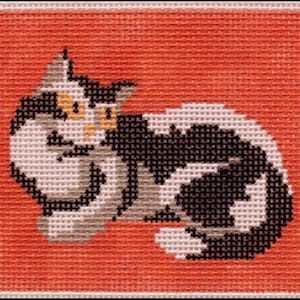 Handpainted Needlepoint Canvas Cat - Tapestry