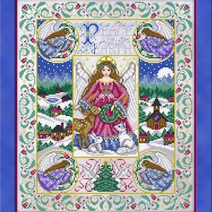 Joan Elliott Peace on Earth Angel Sampler Cross Stitch Pattern - Christmas