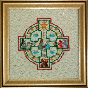 PDF Celtic Nativity Cross - Digital Christmas Cross Stitch Pattern - Claddagh Cross Stitch Company - Designer David Jackson