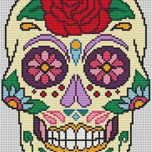 Sugar Skull Diamond Halloween Cross Stitch Pattern - Artists Alley