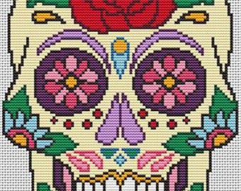 Sugar Skull Diamond Halloween Cross Stitch Pattern - Artists Alley