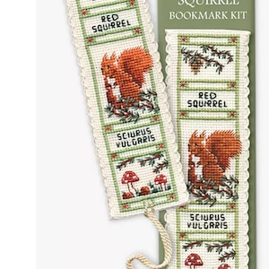 Red Squirrel Bookmark Cross Stitch Kit, Textile Heritage, Made in Scotland