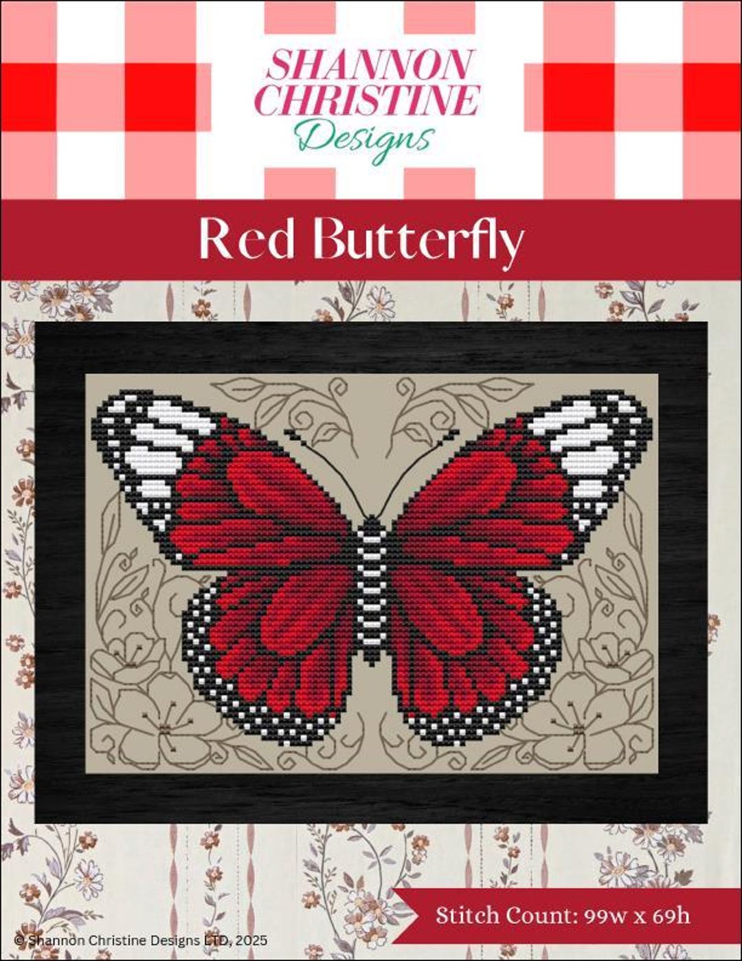 Red Butterfly - Cross Stitch Pattern - Shannon Christine Designs - Bugs ...