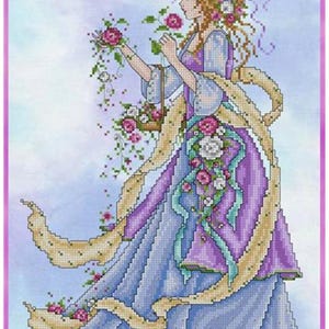 Joan Elliott Lady Rose Cross Stitch Pattern - Medieval